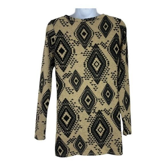 About A Girl Womens Los Angeles Geometric Print Long Sleeve Top Size L - Picture 7 of 7